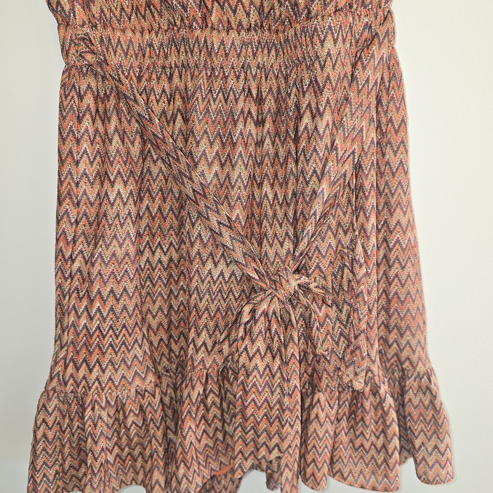 Ramy Brook Chevron Mini Dress in Orange and Black Size Small Nwt - Picture 2 of 8